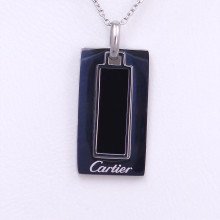Ланцюжок з кулоном з чорною емаллю Stainless Steel. Сталь. Родій. Довжина: 40-45 см