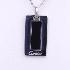 Ланцюжок з кулоном з чорною емаллю Stainless Steel. Сталь. Родій. Довжина: 40-45 см
