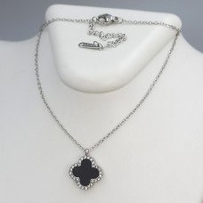 Ланцюжок з двостороннім кулоном з чорною емаллю Stainless Steel. Сталь. Довжина: 40-45 см