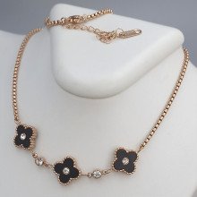 Ланцюжок з двустороннім кулоном з чорною емаллю Stainless Steel. Сталь. Позолота ЧВ. Довжина ланцюжка: 41-46 см