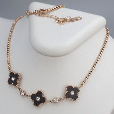 Ланцюжок з двустороннім кулоном з чорною емаллю Stainless Steel. Сталь. Позолота ЧВ. Довжина ланцюжка: 41-46 см