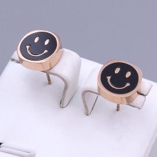 Сережки-гвоздики з чорною емаллю Stainless Steel. Сталь. Позолота ЧВ. Довжина: 15 мм. Ширина: 10 мм.