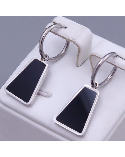 Сережки Stainless Steel. Сталь. Родій. Довжина: 30 мм. Ширина: 13 мм.