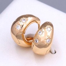 Сережки ХР. Позолота 18К. Камені: білий циркон. Довжина:  15 мм. Ширина: 9 мм.
