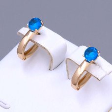 Сережки ХР. Позолота 18К. Камені: блакитний циркон. Довжина: 15 мм. Ширина: 5 мм.