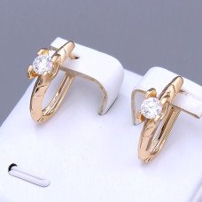Сережки ХР. Позолота 18К. Камені: білий циркон. Довжина: 19 мм. Ширина: 5 мм.