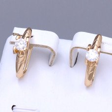 Сережки ХР. Позолота 18К. Камені: білий циркон. Довжина: 19 мм. Ширина: 5 мм.