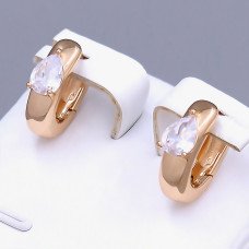 Сережки ХР. Позолота 18К. Камені: білий циркон. Довжина: 15 мм. Ширина: 5 мм.
