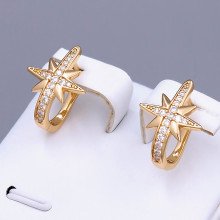 Сережки ХР. Позолота 18К. Камені: білий циркон. Довжина: 18 мм. Ширина: 13 мм.