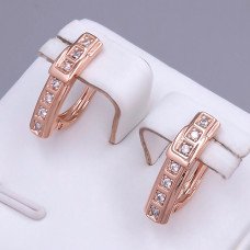 Сережки XР. Позолота ЧВ. Камені: білий циркон. Довжина: 17 мм. Ширина: 4 мм.