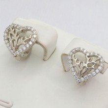 Сережки ХР. Родій. Камені: білий циркон. Довжина: 12 мм. Ширина: 12 мм.