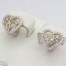 Сережки ХР. Родій. Камені: білий циркон. Довжина: 12 мм. Ширина: 12 мм.