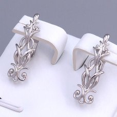 Сережки ХР. Родій. Довжина: 25 мм. Ширина: 7 мм.