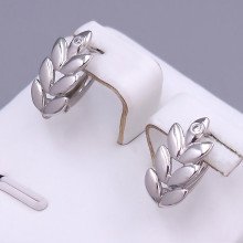 Сережки ХР. Родій. Камені: білий циркон. Довжина: 15 мм. Ширина: 8 мм.