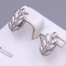 Сережки ХР. Родій. Камені: білий циркон. Довжина: 15 мм. Ширина: 8 мм.