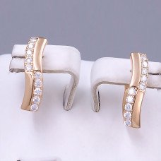 Сережки ХР. Позолота 18К. Камені: білий циркон. Довжина: 18 мм. Ширина: 4 мм.