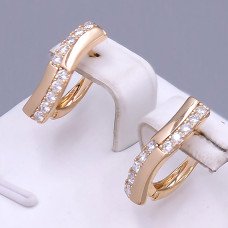 Сережки ХР. Позолота 18К. Камені: білий циркон. Довжина: 18 мм. Ширина: 4 мм.