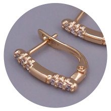 Сережки ХР. Позолота 18К. Камені: циркон. Довжина: 17 мм. Ширина: 2 мм.