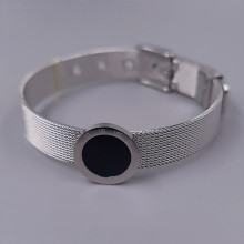Жорсткий браслет Stainless Steel з чорною емаллю. Сталь. Родій. Довжина: 21 см. Ширина: 15 мм.