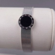 Жорсткий браслет Stainless Steel з чорною емаллю. Сталь. Родій. Довжина: 21 см. Ширина: 15 мм.
