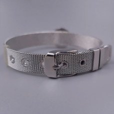 Жорсткий браслет Stainless Steel з білою емаллю. Сталь. Родій. Довжина: 21 см. Ширина: 15 мм.