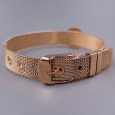 Жорсткий браслет Stainless Steel з білою емаллю. Сталь. Позолота ЧВ. Довжина: 21 см. Ширина: 15 мм.