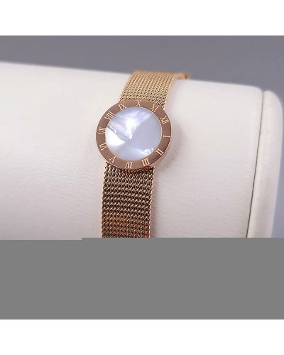 Жорсткий браслет Stainless Steel з білою емаллю. Сталь. Позолота ЧВ. Довжина: 21 см. Ширина: 15 мм.