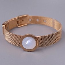 Жорсткий браслет Stainless Steel з білою емаллю. Сталь. Позолота ЧВ. Довжина: 21 см. Ширина: 15 мм.