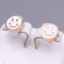 Сережки-гвоздики Stainless Steel з білою емаллю. Сталь. Позолота ЧВ. Довжина: 15 мм. Ширина: 10 мм.