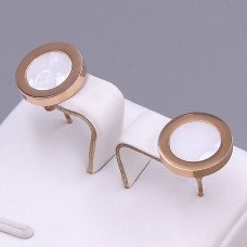 Сережки-гвоздики Stainless Steel з білою емаллю. Сталь. Позолота ЧВ. Довжина: 15 мм. Ширина: 11 мм.