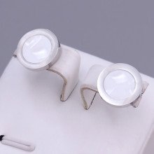 Сережки-гвоздики Stainless Steel з рожевою емаллю. Сталь. Родій. Довжина: 15 мм. Ширина: 12 мм.