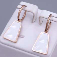 Сережки Stainless Steel з білою емаллю. Сталь. Позолота ЧВ. Довжина: 32 мм. Ширина: 13 мм.