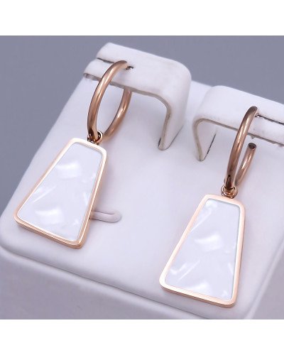 Сережки Stainless Steel з білою емаллю. Сталь. Позолота ЧВ. Довжина: 32 мм. Ширина: 13 мм.
