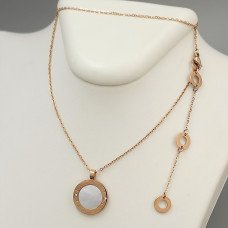 Ланцюжок з кулоном Stainless Steel з  білою емаллю та цирконом. Сталь. Позолота ЧВ. Довжина ланцюжка: 41-47 см.