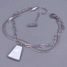 Браслет Stainless Steel з білою емаллю. Сталь. Родій. Довжина: 17-22 см. Ширина: 12 мм.