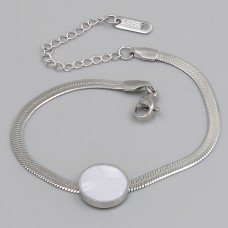 Браслет Stainless Steel з білою емаллю. Сталь. Родій. Довжина: 17-22 см. Ширина: 12 мм.