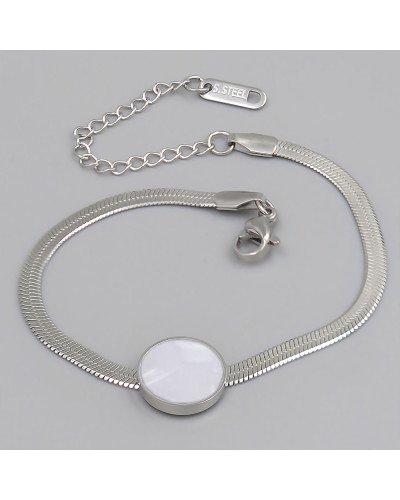 Браслет Stainless Steel з білою емаллю. Сталь. Родій. Довжина: 17-22 см. Ширина: 12 мм.