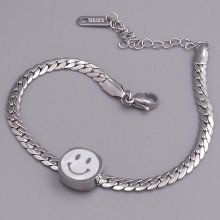 Браслет Stainless Steel з білою емаллю. Сталь. Родій. Довжина: 17-22 см. Ширина: 11 мм.
