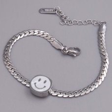 Браслет Stainless Steel з білою емаллю. Сталь. Родій. Довжина: 17-22 см. Ширина: 11 мм.