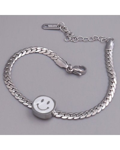 Браслет Stainless Steel з білою емаллю. Сталь. Родій. Довжина: 17-22 см. Ширина: 11 мм.