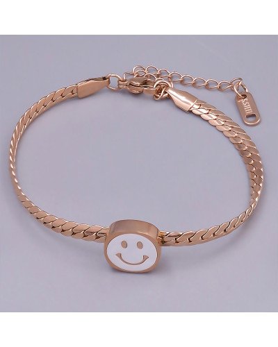 Браслет Stainless Steel з білою емаллю. Сталь. Позолота ЧВ. Довжина: 17-22 см Ширина: 11 мм.