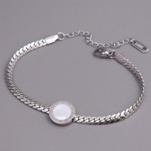 Браслет Stainless Steel з білою емаллю. Сталь. Родій. Довжина: 17-22 см. Ширина: 12 мм.