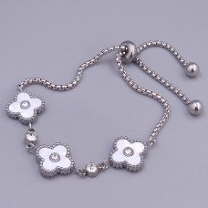 Двосторонній браслет Stainless Steel з емаллю та цирконом. Сталь. Родій. Довжина: 25 см. Ширина: 12 мм.