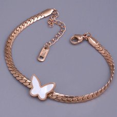 Браслет Stainless Steel з білою емаллю. Сталь. Позолота ЧВ. Довжина: 17-22 см. Ширина: 10 мм.