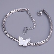 Браслет Stainless Steel з білою емаллю. Сталь. Родій. Довжина: 17-22 см. Ширина: 10 мм.