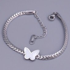 Браслет Stainless Steel з білою емаллю. Сталь. Родій. Довжина: 17-22 см. Ширина: 10 мм.