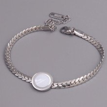 Браслет Stainless Steel з білою емаллю. Сталь. Родій. Довжина: 17-22 см. Ширина: 12 мм.
