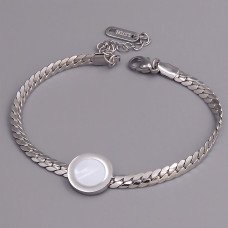 Браслет Stainless Steel з білою емаллю. Сталь. Родій. Довжина: 17-22 см. Ширина: 12 мм.