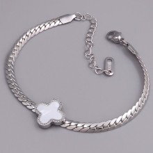 Браслет Stainless Steel з білою емаллю. Сталь. Родій. Довжина: 17-22 см. Ширина: 14 мм.