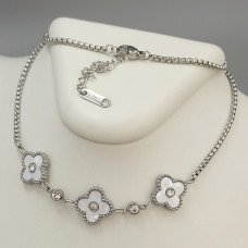 Ланцюжок із двостороннім кулоном Stainless Steel з емаллю та цирконом. Сталь. Родій. Довжина: 42-47 см